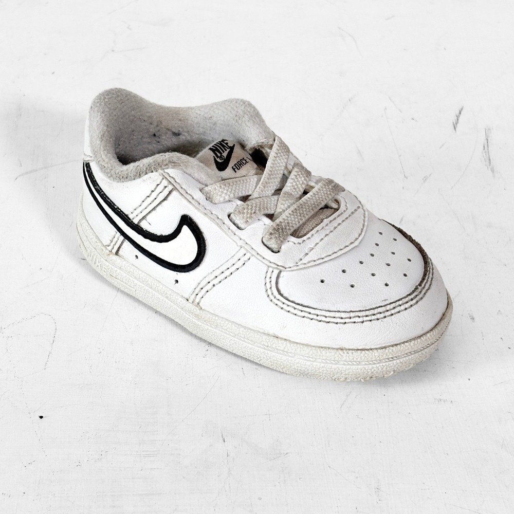 Nike Force 1 Toddler Sneakers White Black Size 4C Low Top Shoes